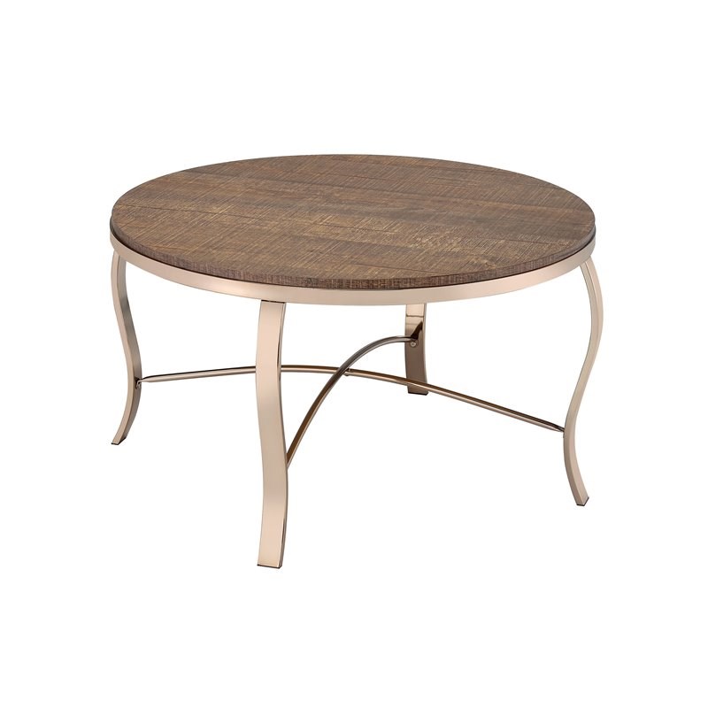 Bowery Hill Transitional Wood 3-Piece Table Set in Oak and Champagne