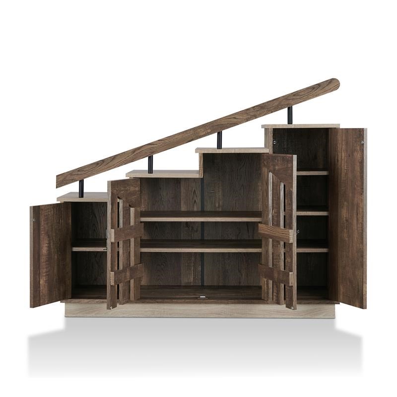 Bowery Hill Farmhouse Wood Staircase Shoe Cabinet in Reclaimed Oak