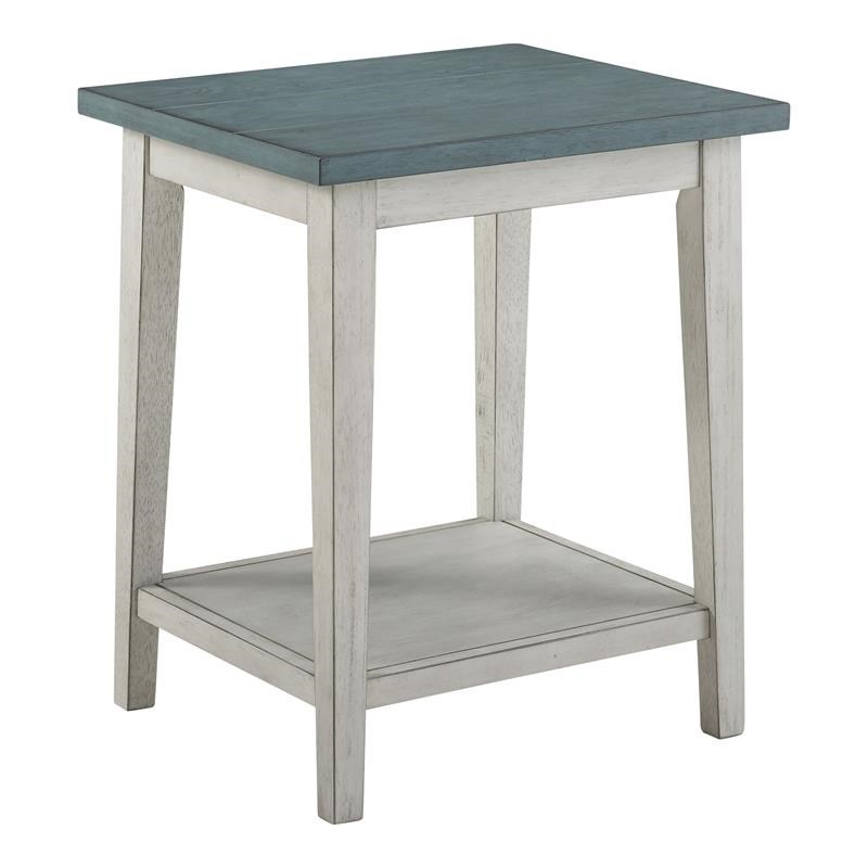 Bowery Hill Transitional Wood 1-Shelf Side Table in and Light Green
