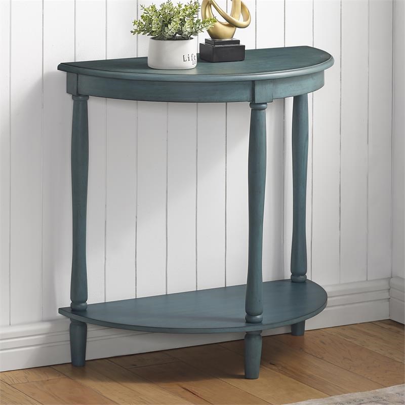 Bowery Hill Transitional Wood 1-Shelf Console Table in Antique Green