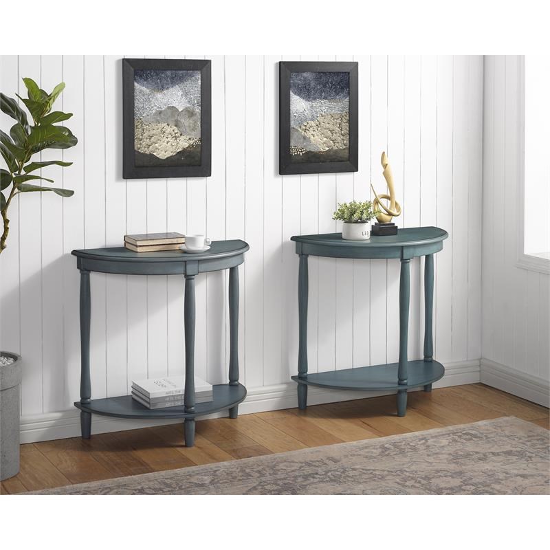 Bowery Hill Transitional Wood 1-Shelf Console Table in Antique Green