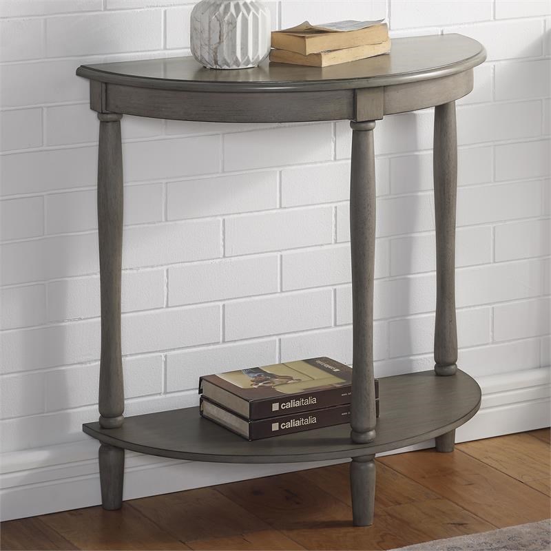 Bowery Hill Transitional Wood 1-Shelf Console Table in Antique Gray