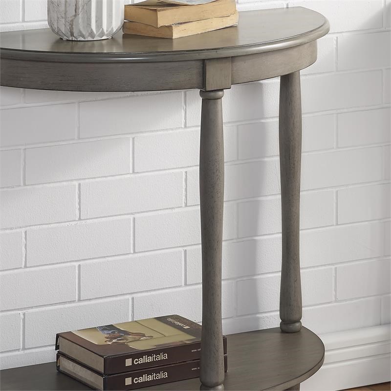 Bowery Hill Transitional Wood 1-Shelf Console Table in Antique Gray