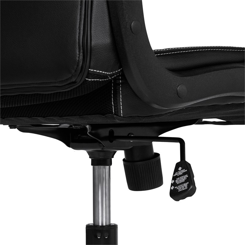 Bowery Hill Modern Faux Leather Swivel Gaming Chair in Black