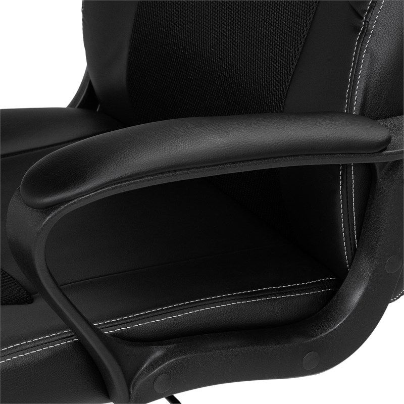 Bowery Hill Modern Faux Leather Swivel Gaming Chair in Black