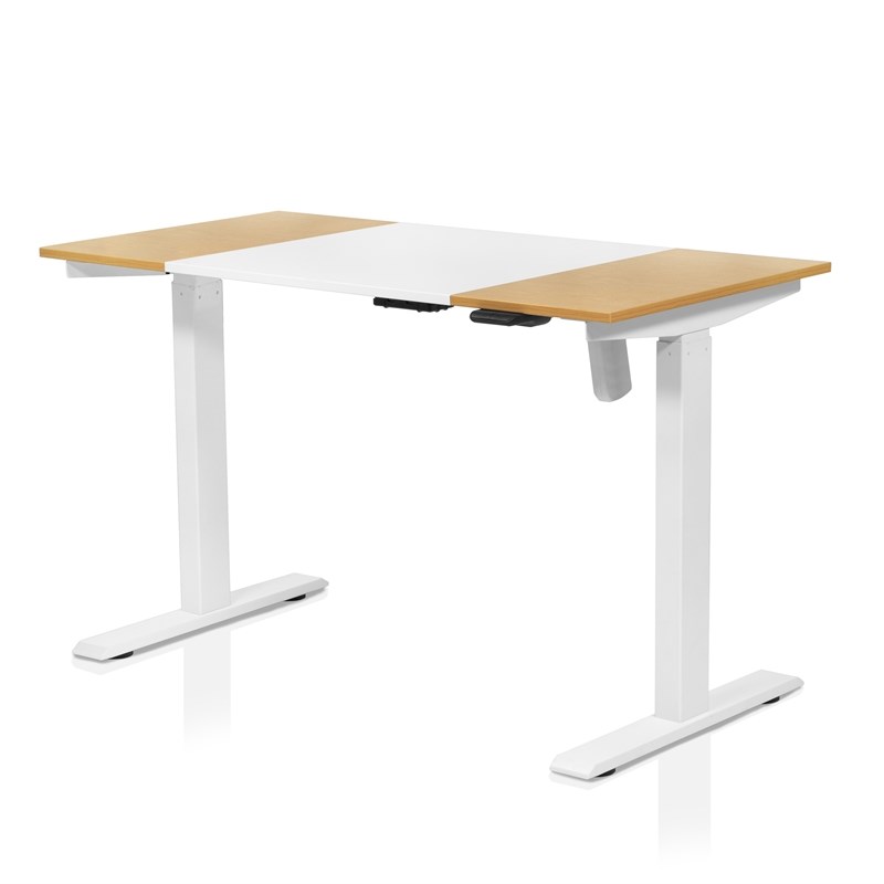 Bowery Hill Modern Wood and Metal Height Adjustable Desk in White