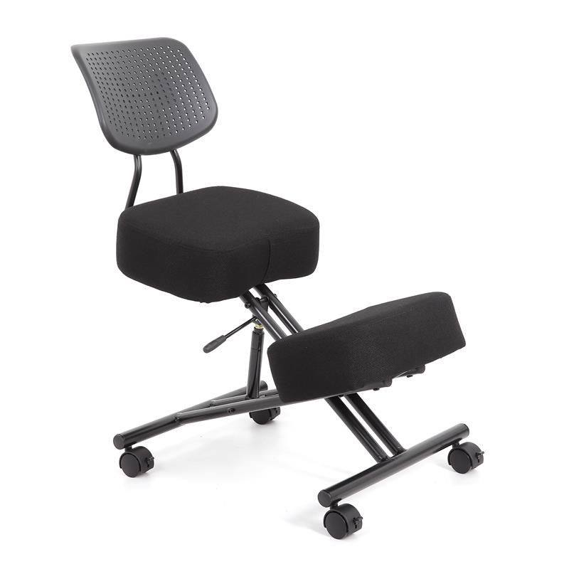 Bowery Hill Modern Metal Kneeling Chair with Wheels in Black