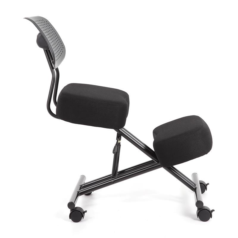 Bowery Hill Modern Metal Kneeling Chair with Wheels in Black