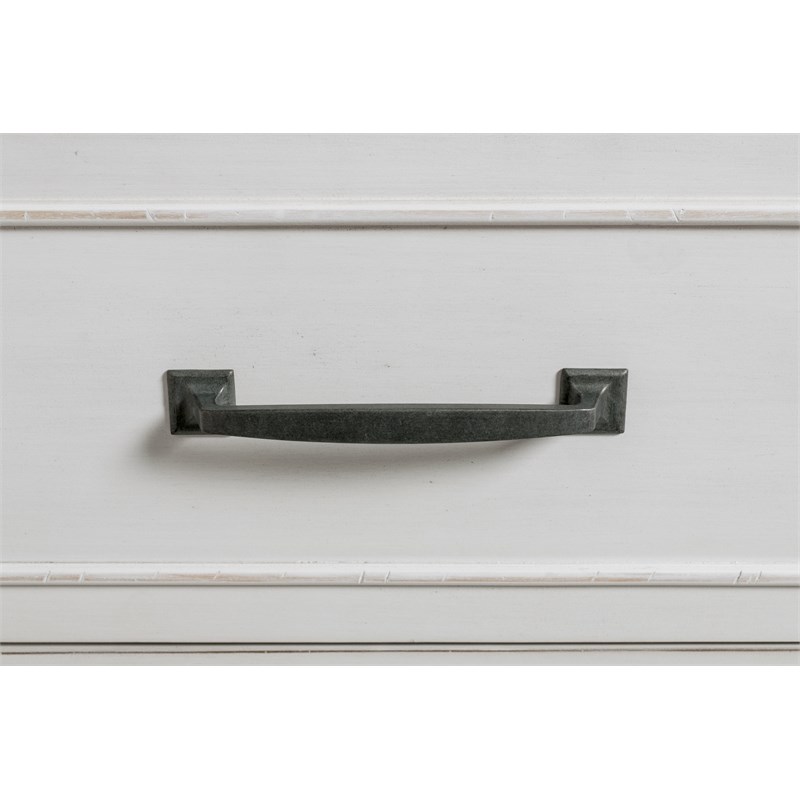Bowery Hill Coastal 5 Drawer Wood Chest in White with Gray Top