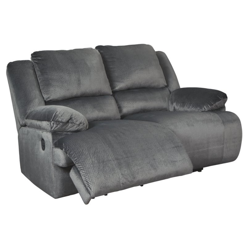 Bowery Hill Contemporary Reclining Loveseat in Charcoal Fabric