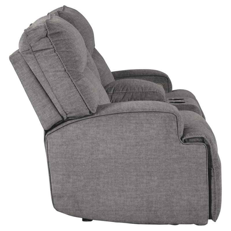 Bowery Hill Contemporary Power Reclining Loveseat in Charcoal Fabric