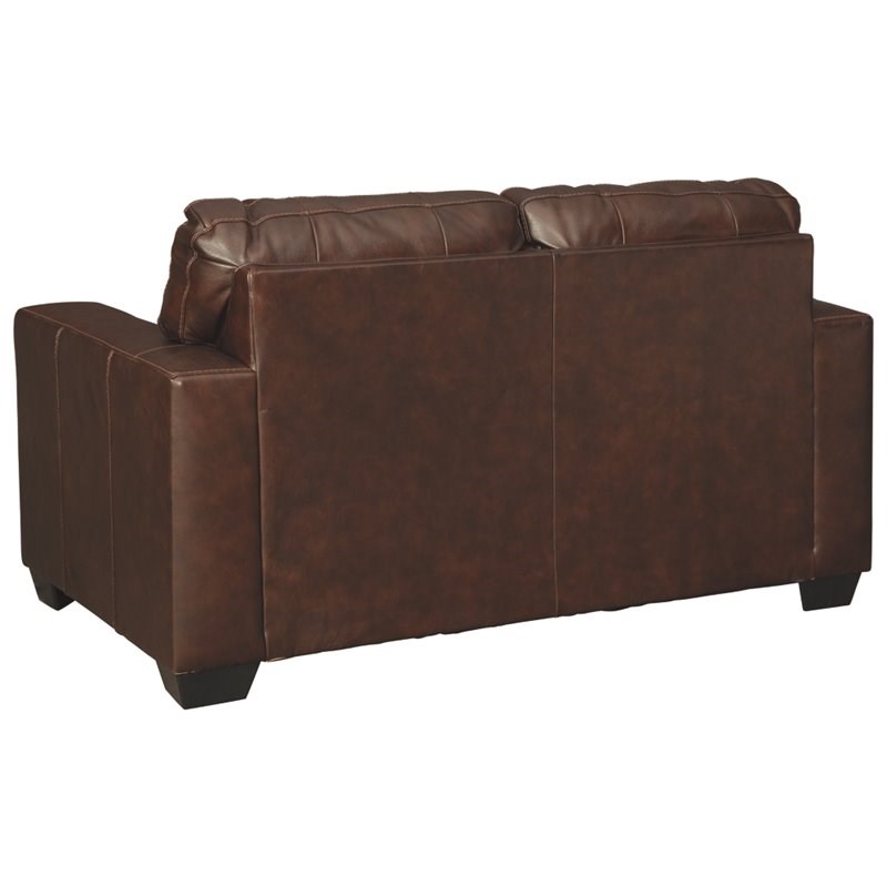 Bowery Hill Contemporary Leather Loveseat in Chocolate