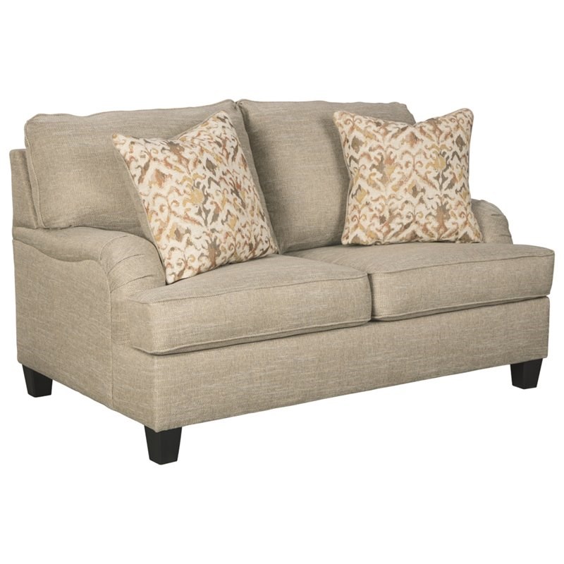 Bowery Hill Contemporary Loveseat in Wheat Fabric