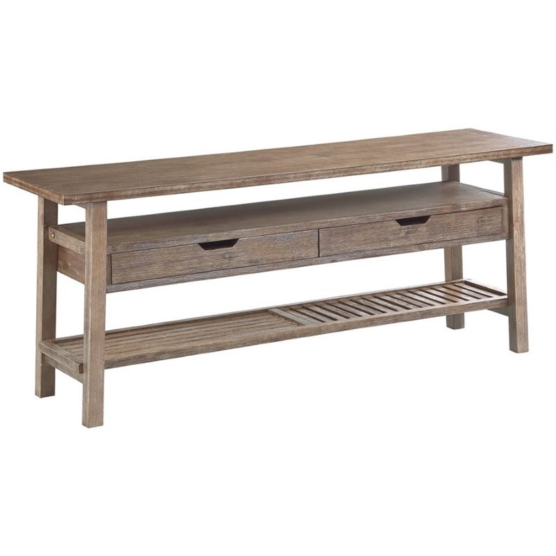 Bowery Hill Traditional TV Stand in Wire Brush Barnwood