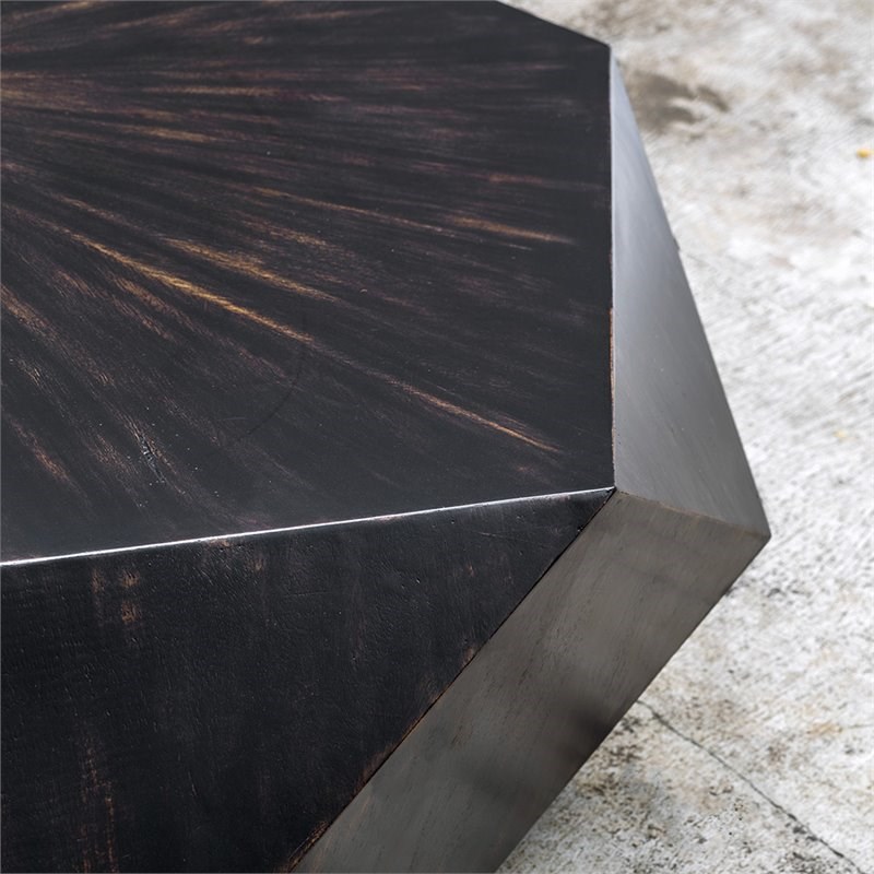 Bowery Hill Geometric Accent Coffee Table in Worn Black and Honey