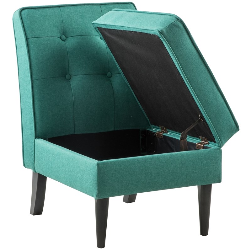 Bowery Hill Green Fabric Storage Accent Chair with Flip Top Storage
