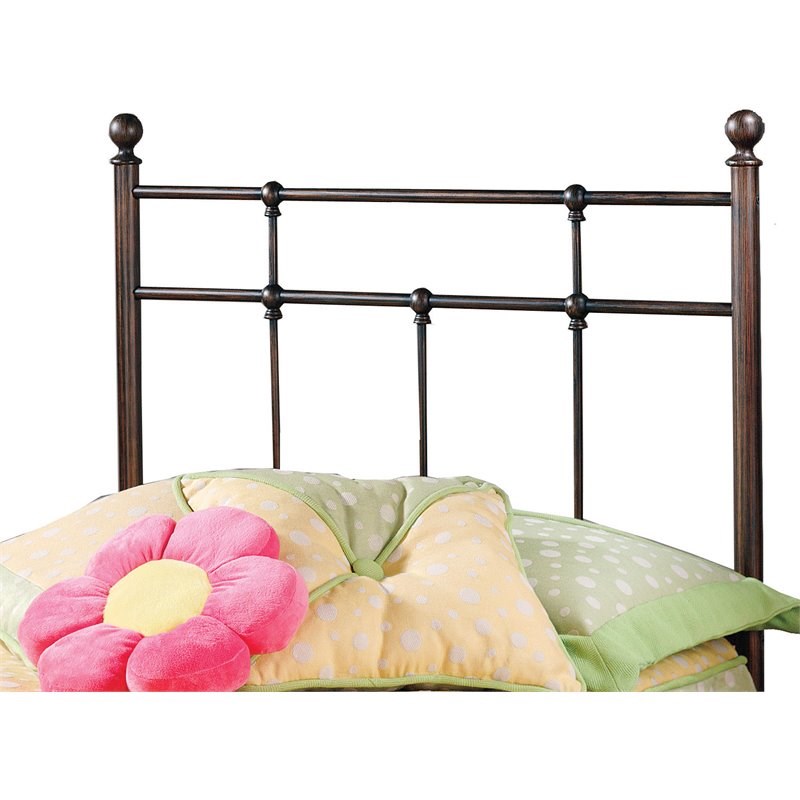Bowery Hill Traditional Twin Metal Spindle Headboard in Antique Bronze