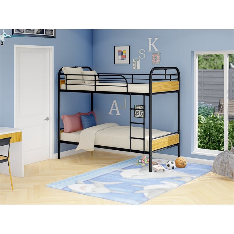 Bowery Hill Traditional Wood and Metal Bunk Bed in Black