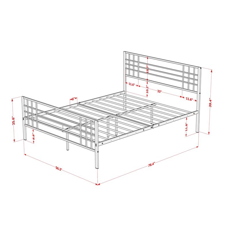 Bowery Hill Traditional Metal Full Bed Frame in Black