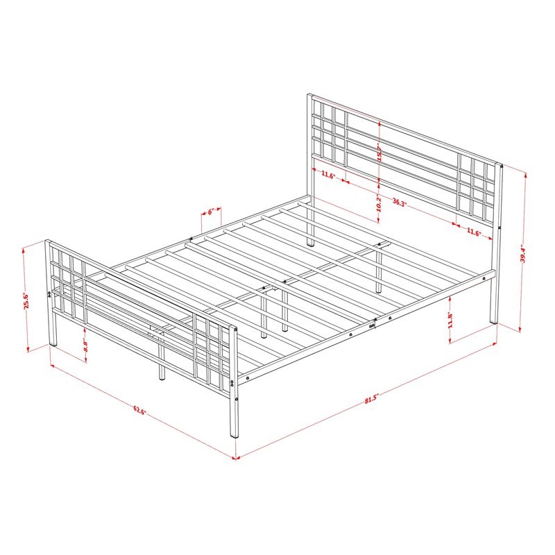 Bowery Hill Traditional Metal Queen Bed Frame in Black