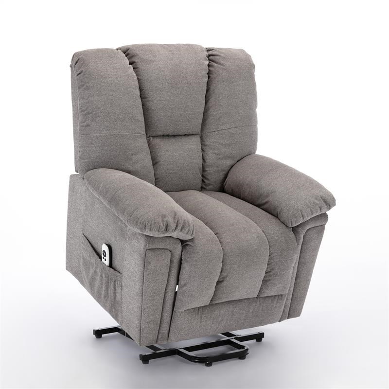 Bowery Hill Transitional Microfiber Recliner Lift Chair in Ash Gray