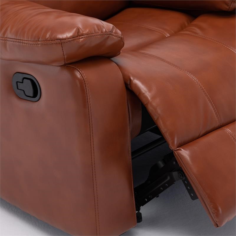 Bowery Hill Transitional Styled Faux Leather Recliner in Caramel
