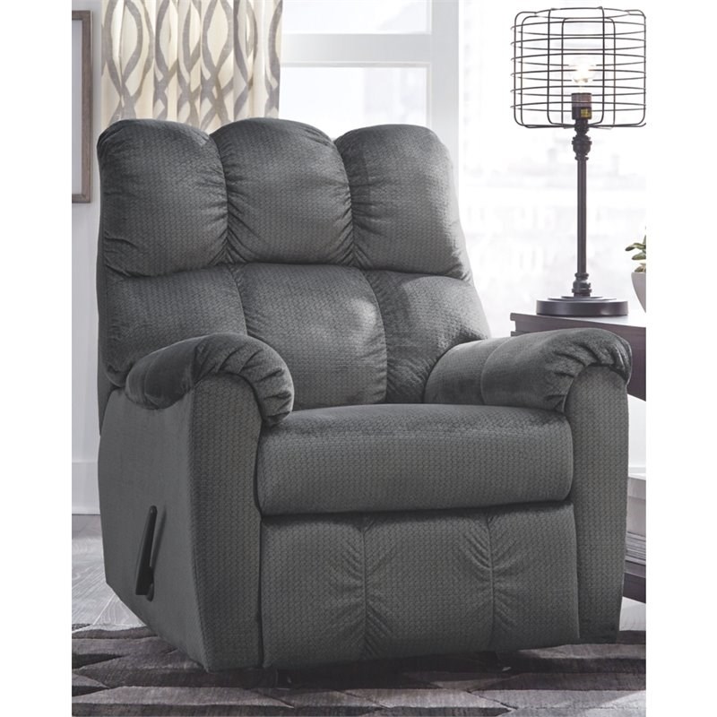 Bowery Hill Contemporary Fabric Rocker Recliner in Charcoal Finish