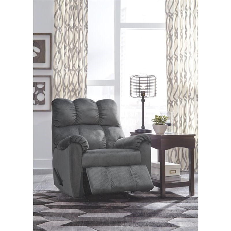 Bowery Hill Contemporary Fabric Rocker Recliner in Charcoal Finish