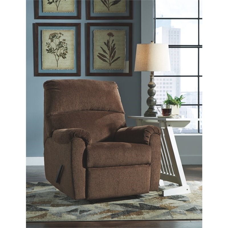 Bowery Hill Contemporary  Fabric Wall Recliner in Chocolate Finish