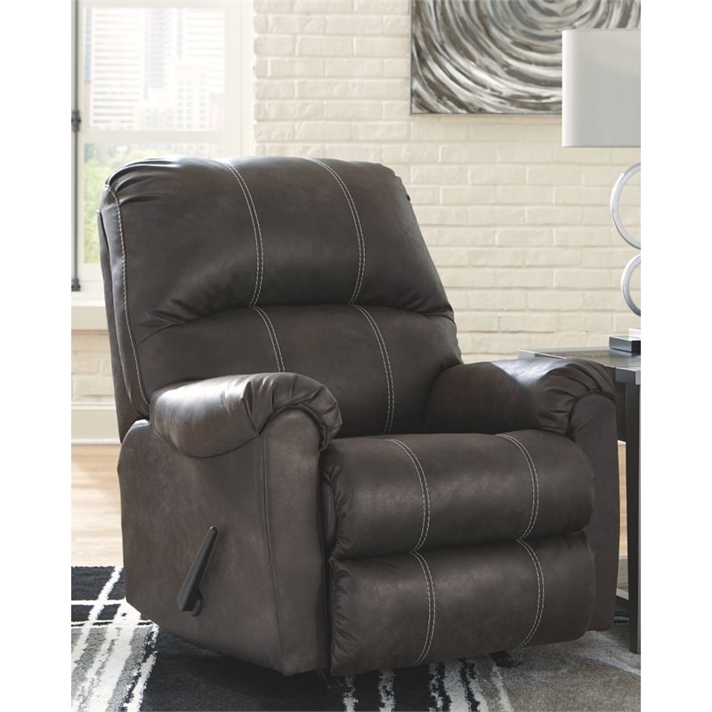 Bowery Hill Contemporary Fabric Rocker Recliner in Midnight Brown