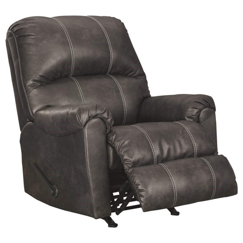 Bowery Hill Contemporary Fabric Rocker Recliner in Midnight Brown