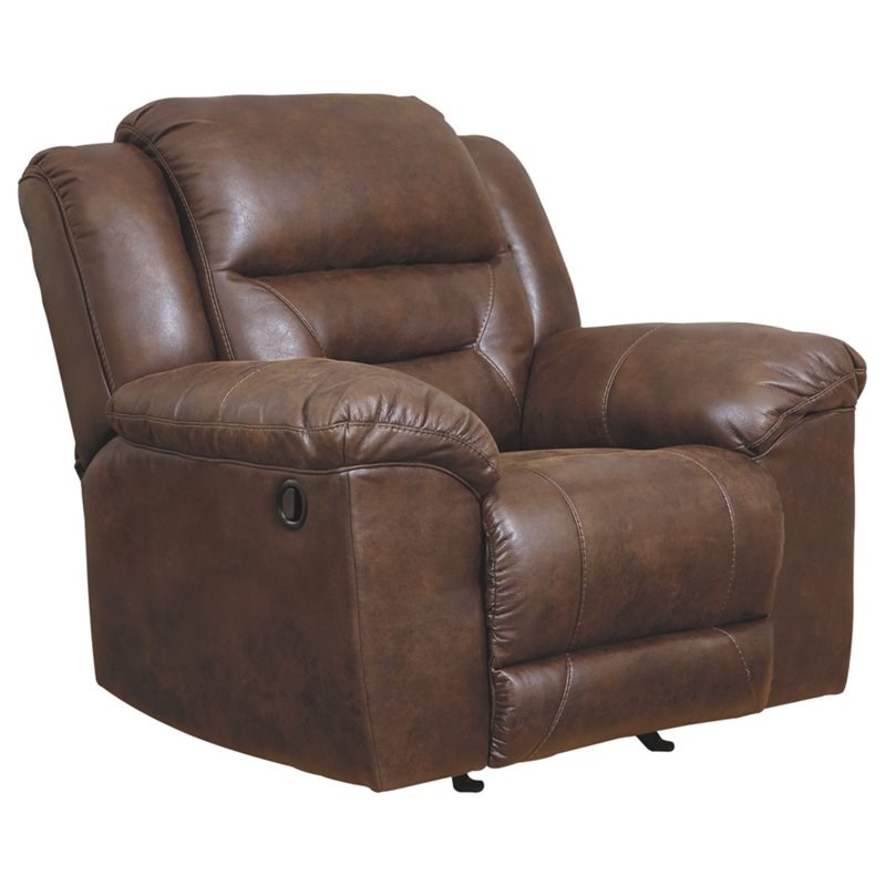 Bowery Hill Contemporary Fabric Rocker Recliner in Chocolate