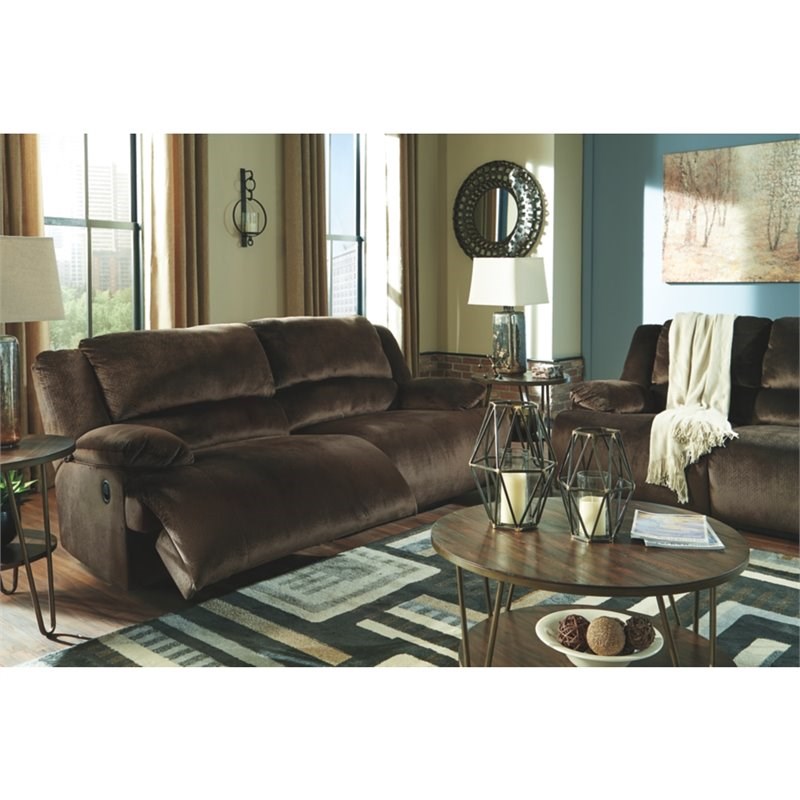 Bowery Hill Contemporary Fabric Reclining Loveseat in Chocolate