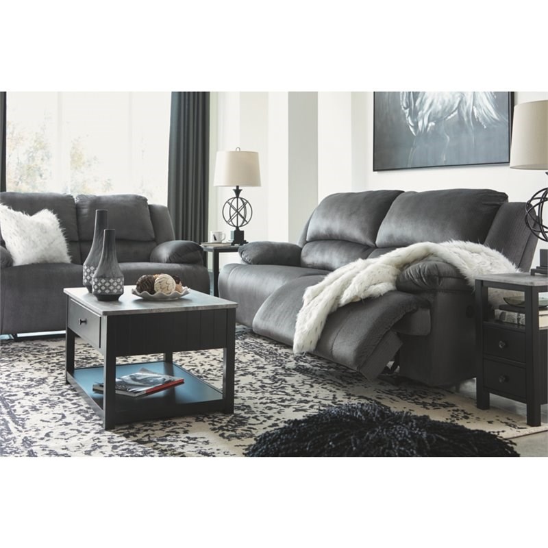 Bowery Hill Contemporary 2 Seat Power Reclining Sofa in Charcoal