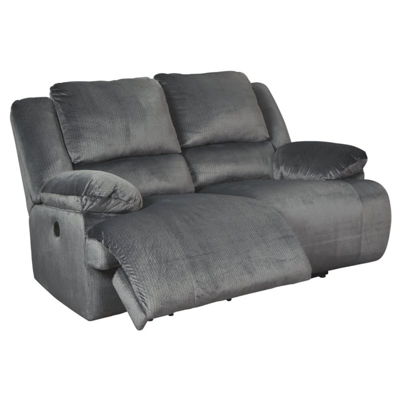 Bowery Hill Contemporary Power Reclining Loveseat in Charcoal