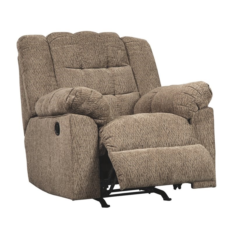 Bowery Hill Contemporary Fabric Rocker Recliner in Chocolate Finish