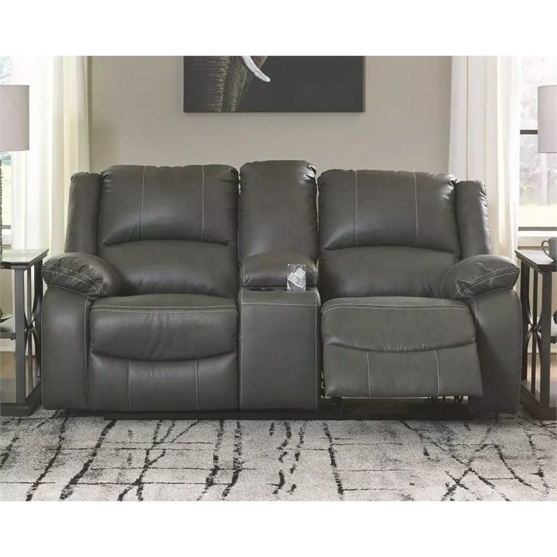 Bowery Hill Contemporary Power Reclining Loveseat in Gray Finish