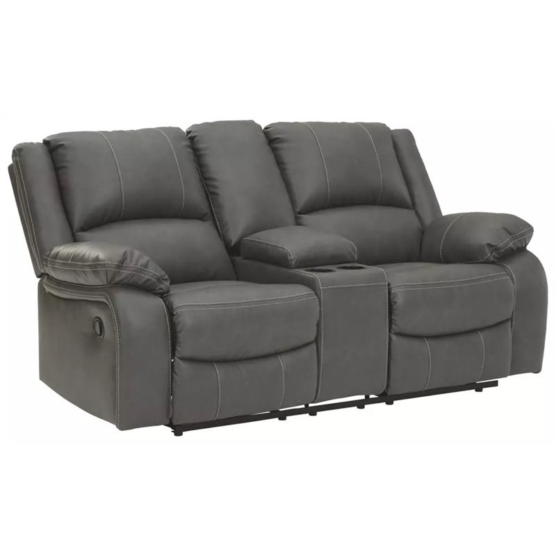 Bowery Hill Contemporary Power Reclining Loveseat in Gray Finish