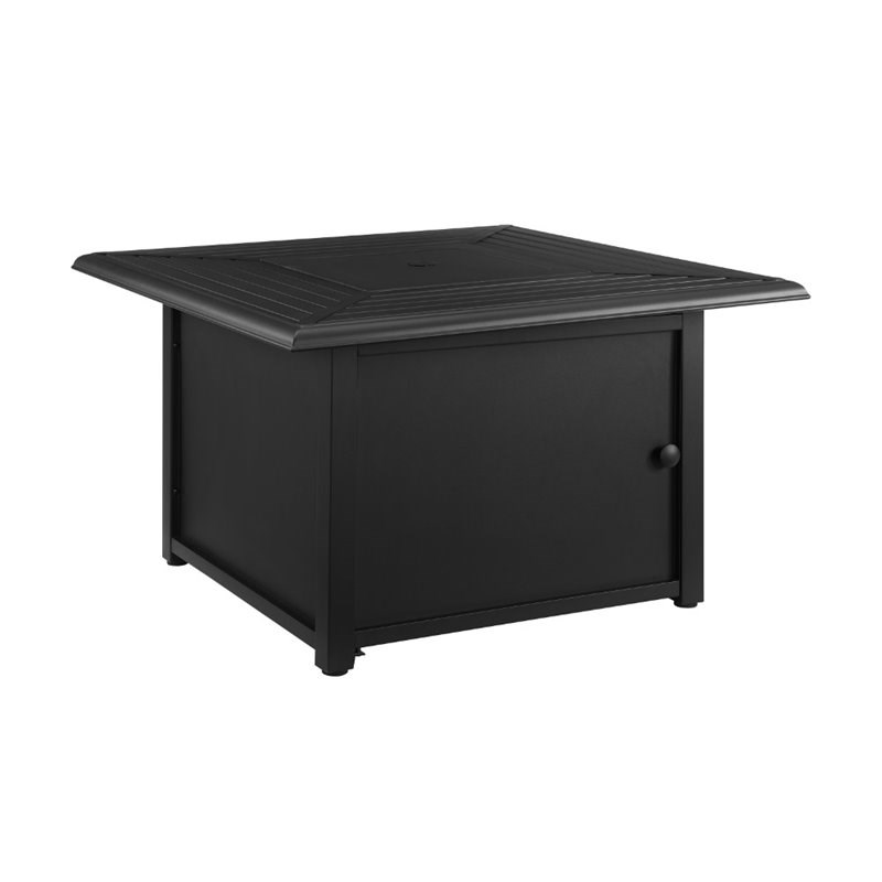 Bowery Hill Transitional Styled Metal Fire Table in Black Finish