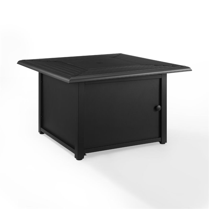 Bowery Hill Transitional Styled Metal Fire Table in Black Finish