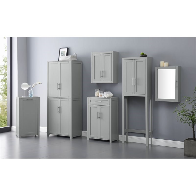 Bowery Hill Wall Cabinet with Shaker Style Panels in Gray Finish