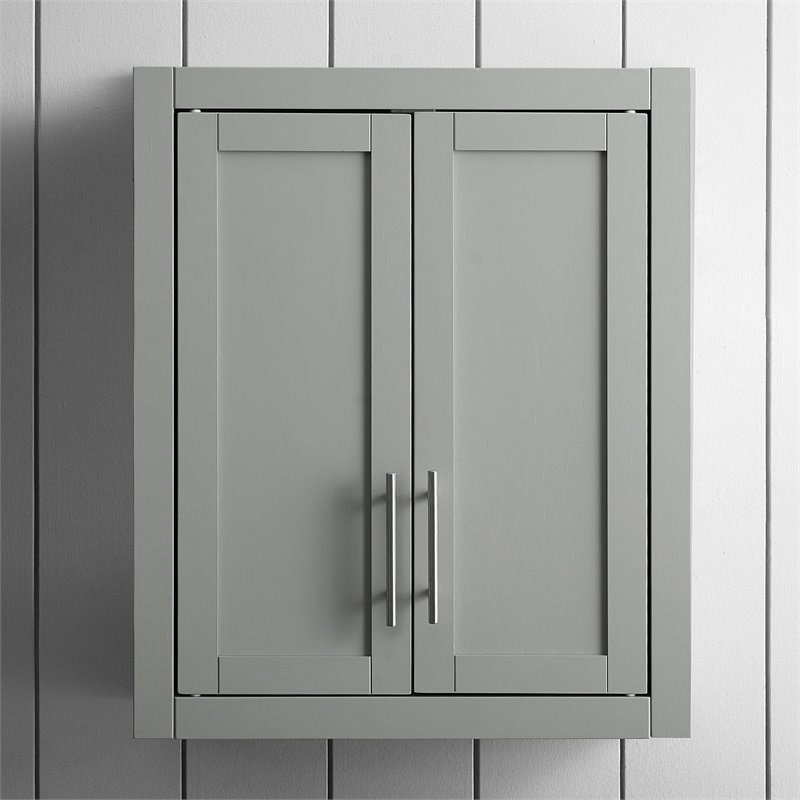 Bowery Hill Wall Cabinet with Shaker Style Panels in Gray Finish