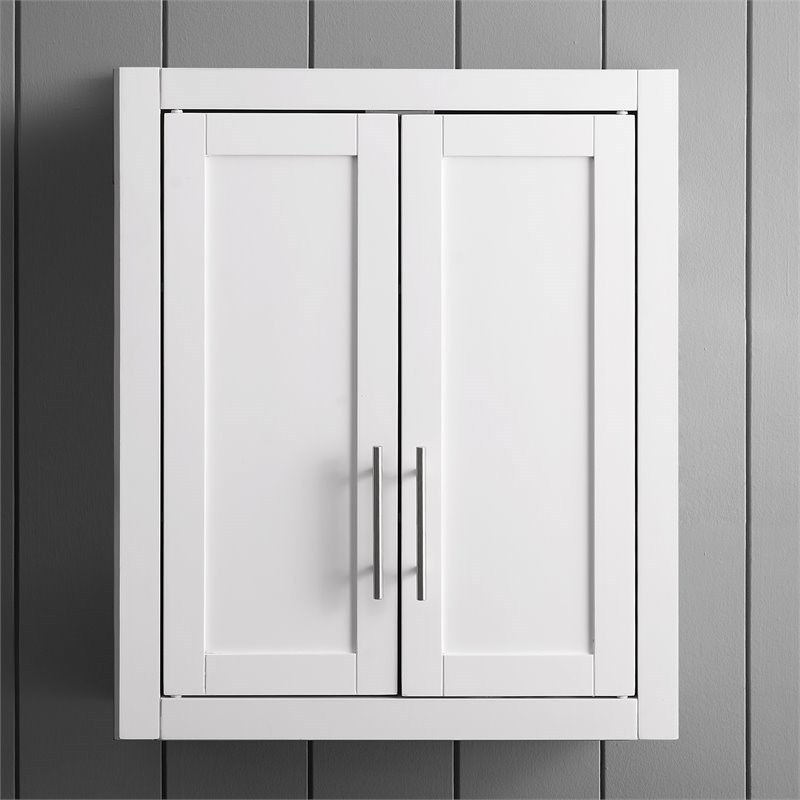 Bowery Hill Wall Cabinet with Shaker Style Panels in White Finish