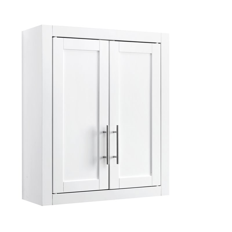 Bowery Hill Wall Cabinet with Shaker Style Panels in White Finish