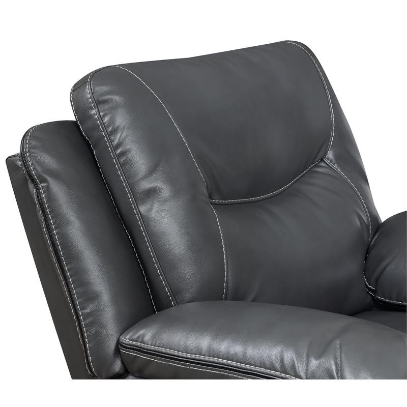 Bowery Hill Transitional Vinyl Recliner Chair in Gray Finish