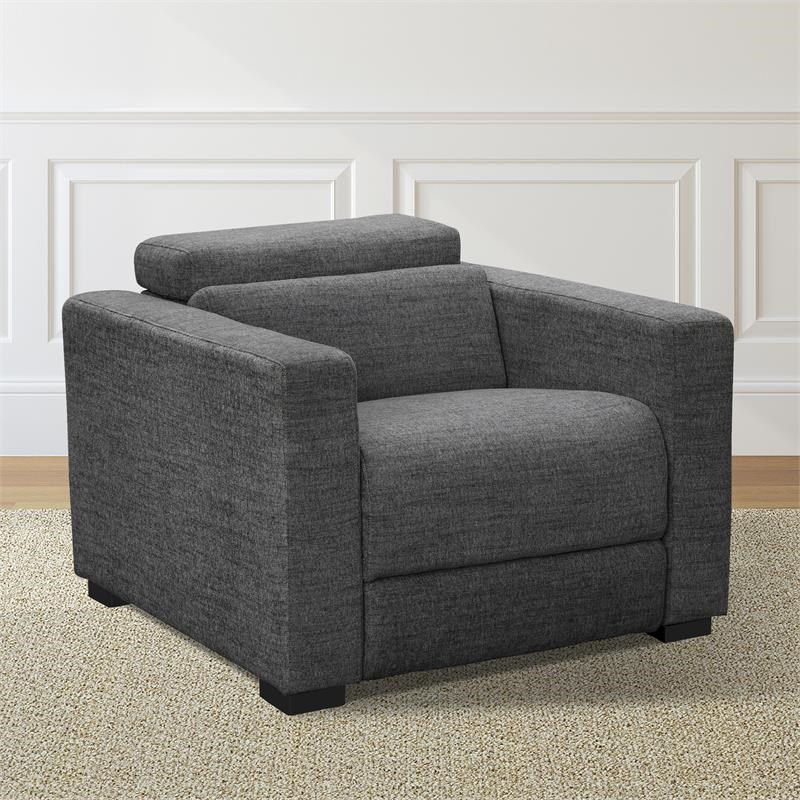 Bowery Hill Modern Polyester Fabric Power Reclining Chair in Gray