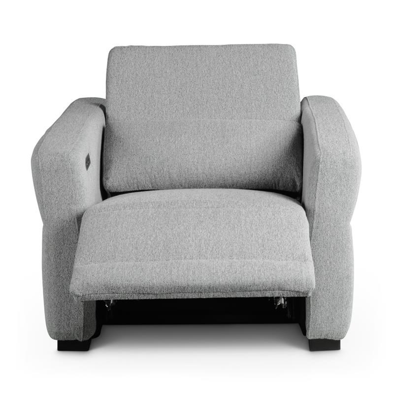 Bowery Hill Modern Tweed Fabric Dual-power Recliner in Gray Finish