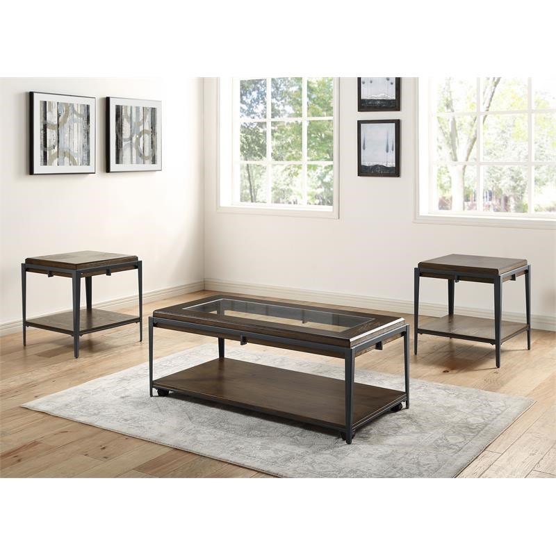Bowery Hill Modern Wood 3-Piece Occasional Set in Espresso Finish