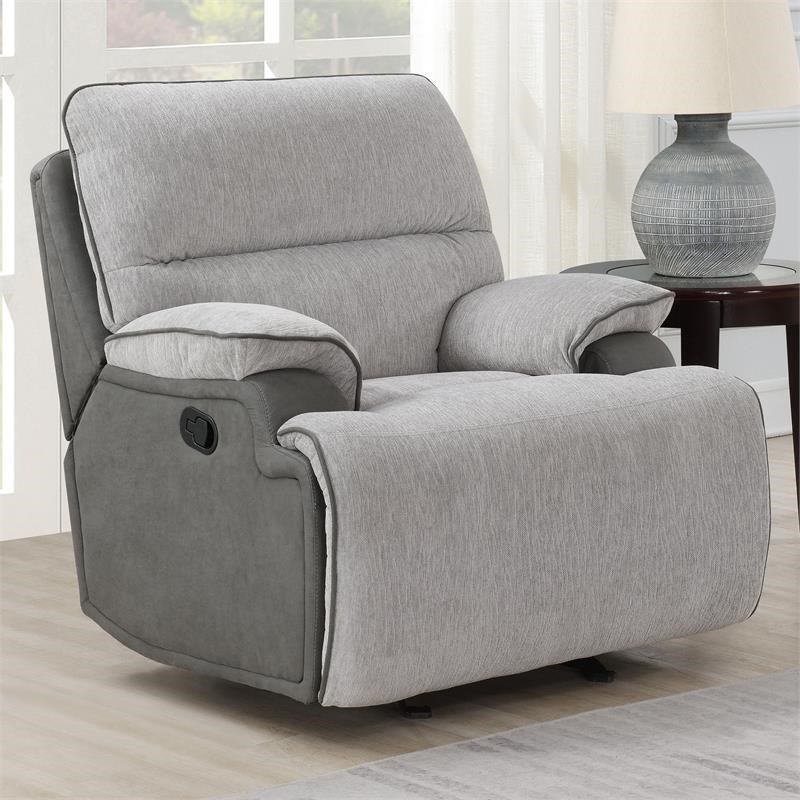 Bowery Hill Transitional Fabric Recliner Chair in Gray Finish