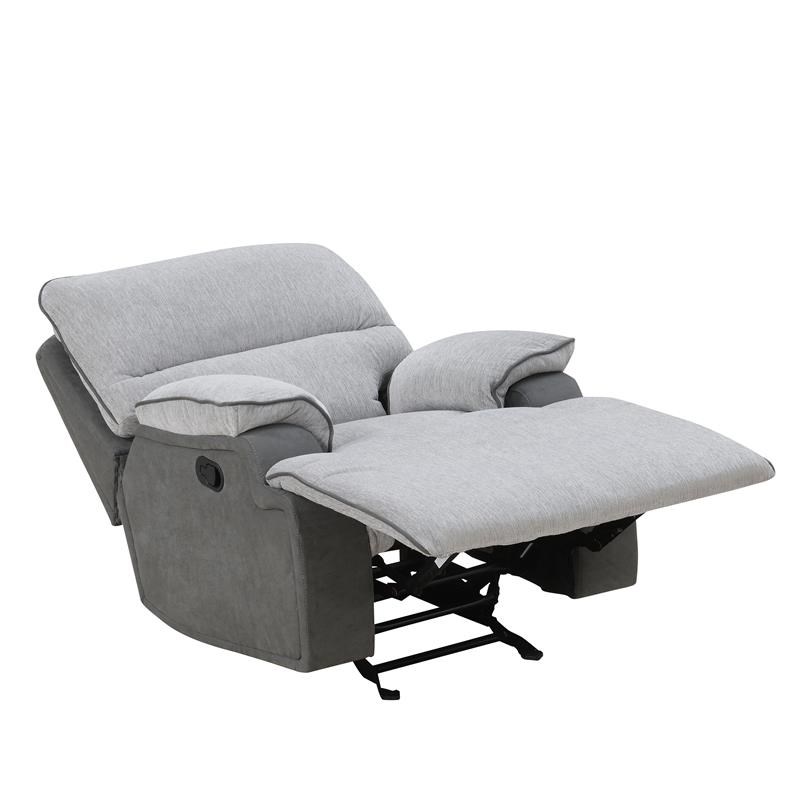 Bowery Hill Transitional Fabric Recliner Chair in Gray Finish